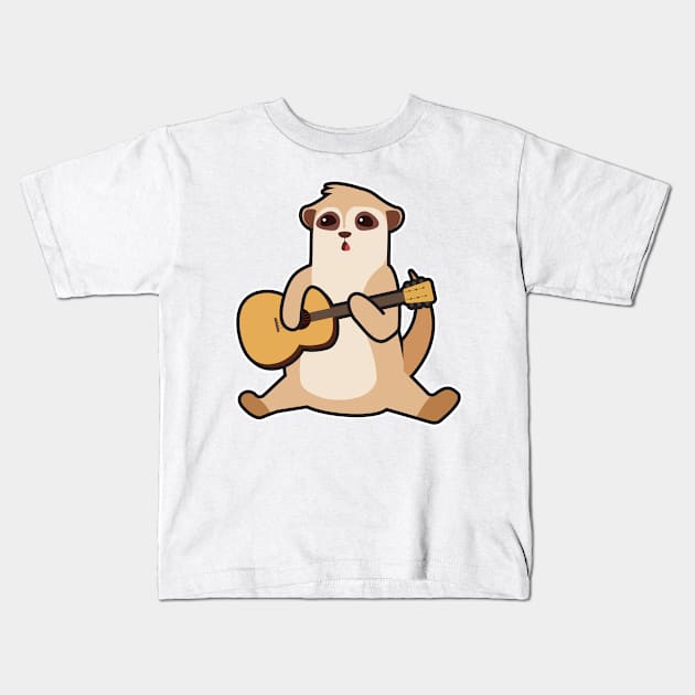 Meerkat at Music with Guitar Kids T-Shirt by Markus Schnabel